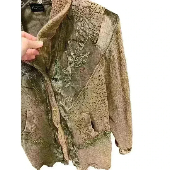 Vintage Holuc Venezia Women's Blazer Jacket 100% Cotton Floral Design Multicolor - Picture 4 of 8